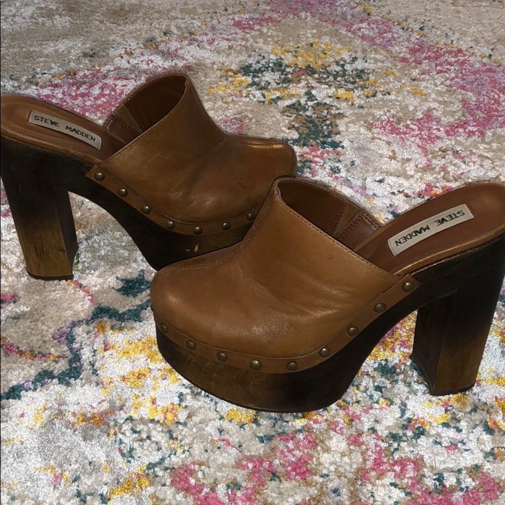 Steve Madden Leather High Heel Clogs
